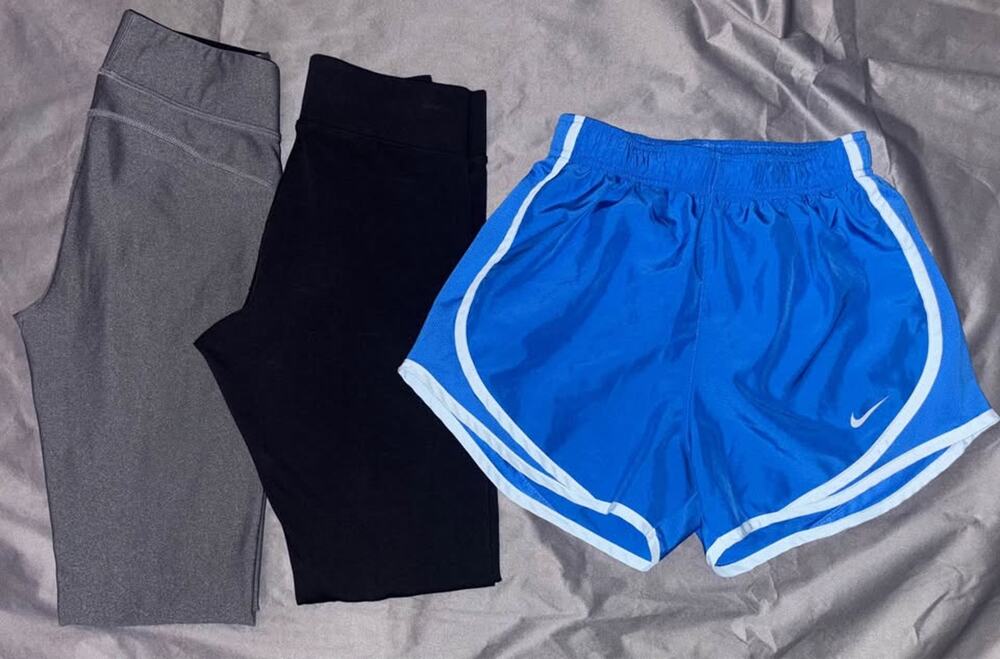 3 pc Nike and Under Armour Leggings and Shorts Bundle (X-Small)